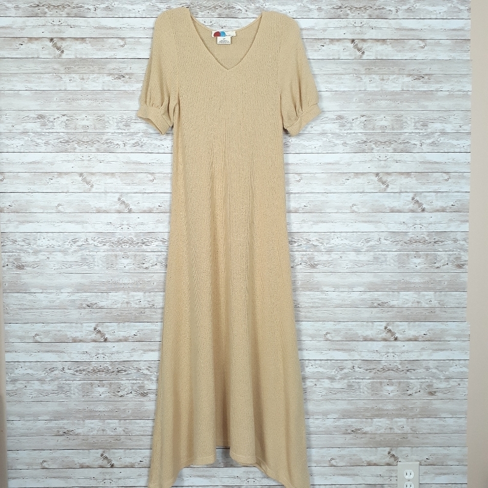 NWOT Free People Beach Maxi Dress SP Yellow Short Sleeve 929 - Picture 1 of 5